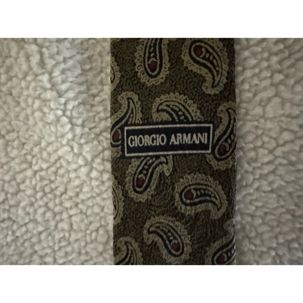 Giorgio Armani Cravatte Silk Tie Brown Paisley Italy‎ Classic Designer Necktie